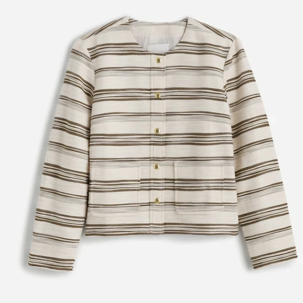 Madewell Button-Front Jacket in Striped Tweed